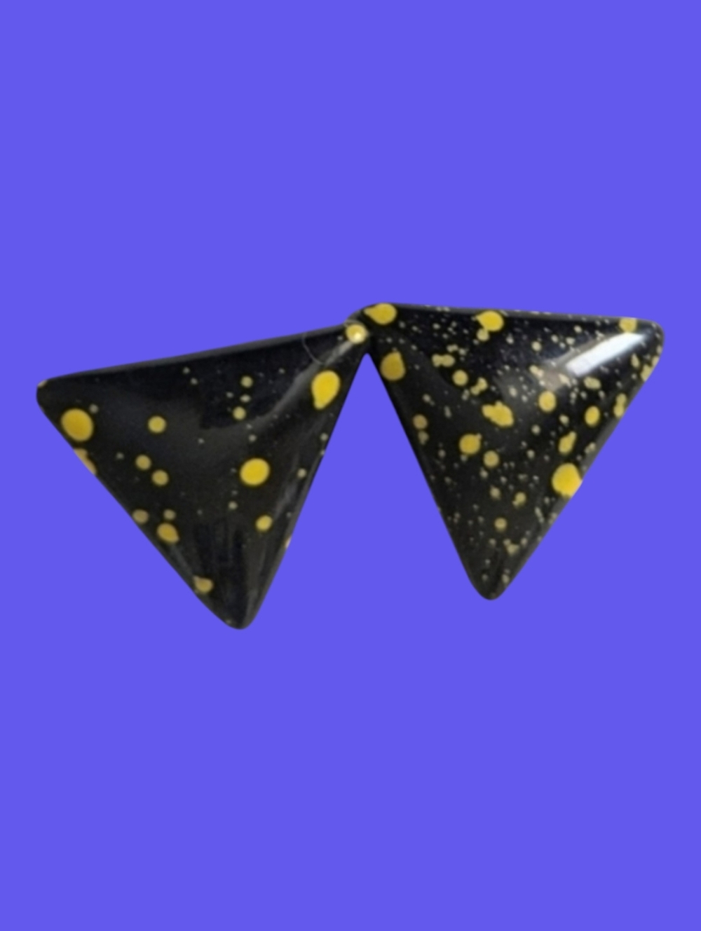 Vintage '80s Black and Yellow Triangle Earrings Pierced